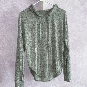 Athleta heather gray hoodie open racer back hi-low hem